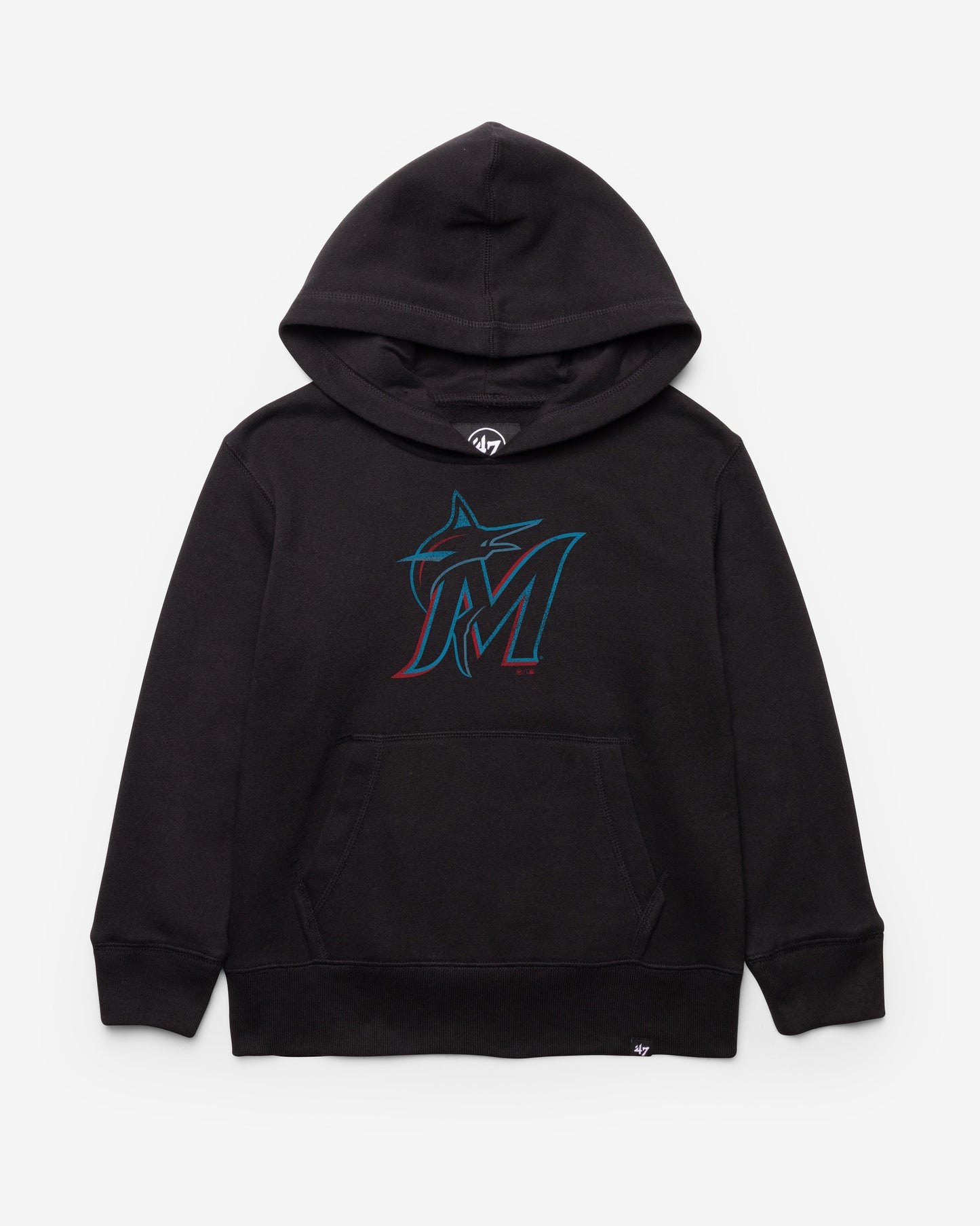 MIAMI MARLINS DISTRESSED IMPRINT '47 HEADLINE HOOD KIDS JET BLACK