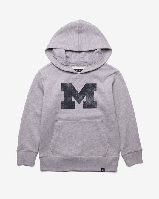 MICHIGAN WOLVERINES DISTRESSED IMPRINT '47 HEADLINE HOOD KIDS SLATE GREY