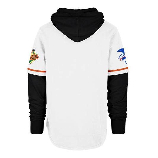 BALTIMORE ORIOLES COOPERSTOWN TRIFECTA '47 SHORTSTOP PULLOVER HOOD WHITE WASH