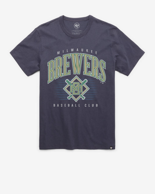 MILWAUKEE BREWERS COOPERSTOWN DOUBLE HEADER '47 FRANKLIN TEE ATLAS BLUE