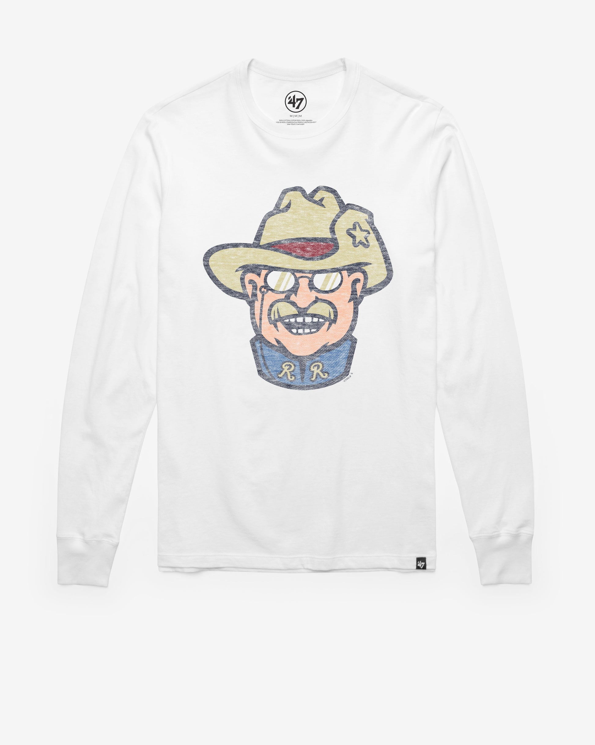 FRISCO ROUGHRIDERS PREMIER '47 FRANKLIN LONG SLEEVE TEE WHITE WASH