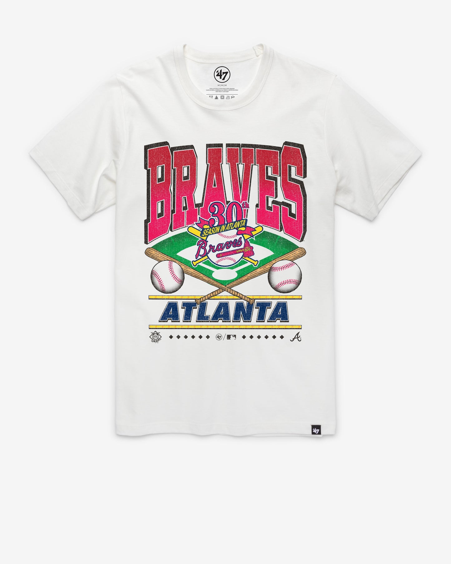 ATLANTA BRAVES STRAIGHT SHOT '47 FRANKLIN TEE WHITE WASH