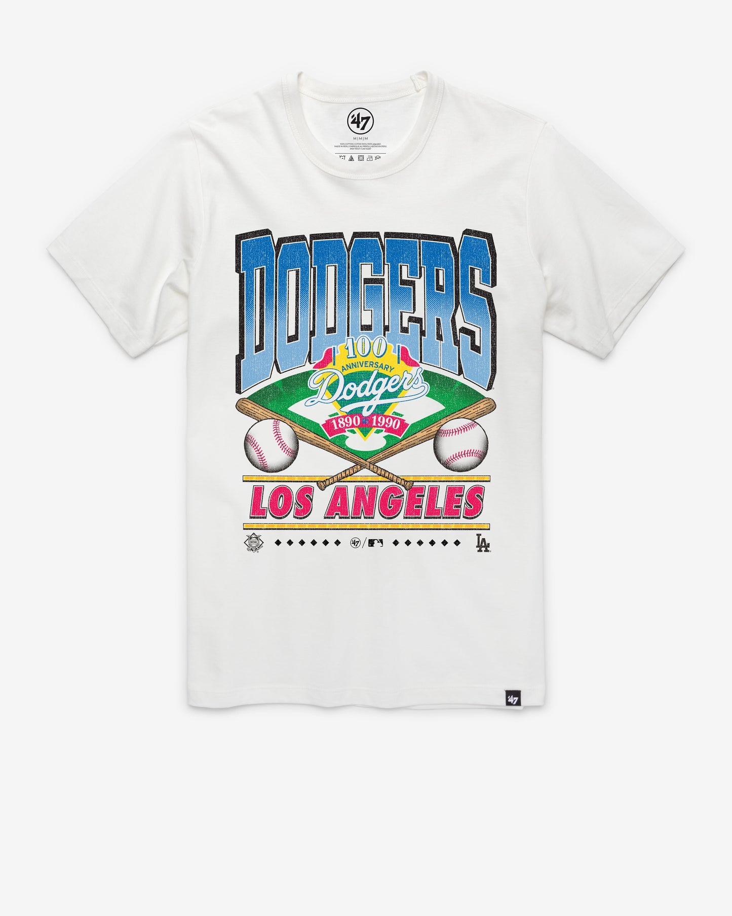 LOS ANGELES DODGERS STRAIGHT SHOT '47 FRANKLIN TEE WHITE WASH