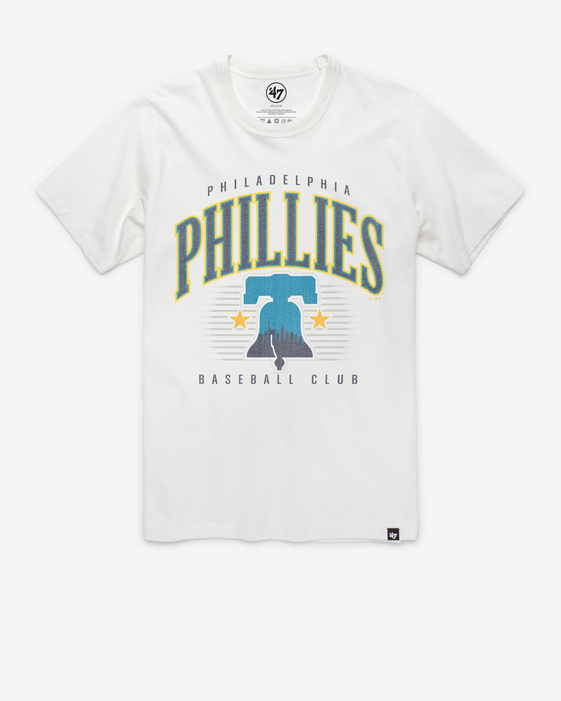 PHILADELPHIA PHILLIES CITY CONNECT DOUBLE HEADER '47 FRANKLIN TEE WHITE WASH