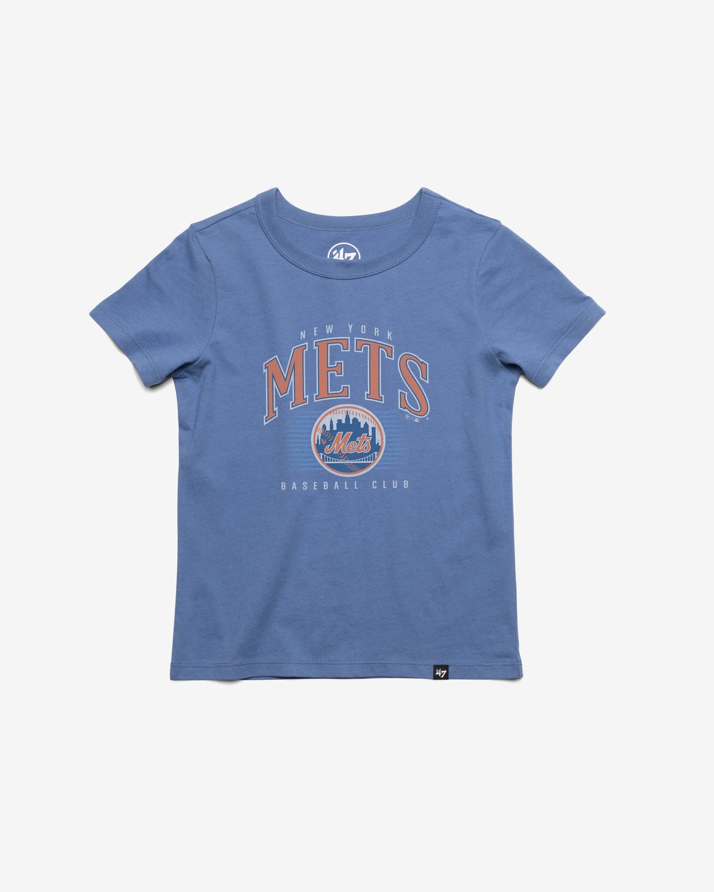 NEW YORK METS COOPERSTOWN DOUBLE HEADER '47 FRANKLIN TEE KIDS CADET BLUE