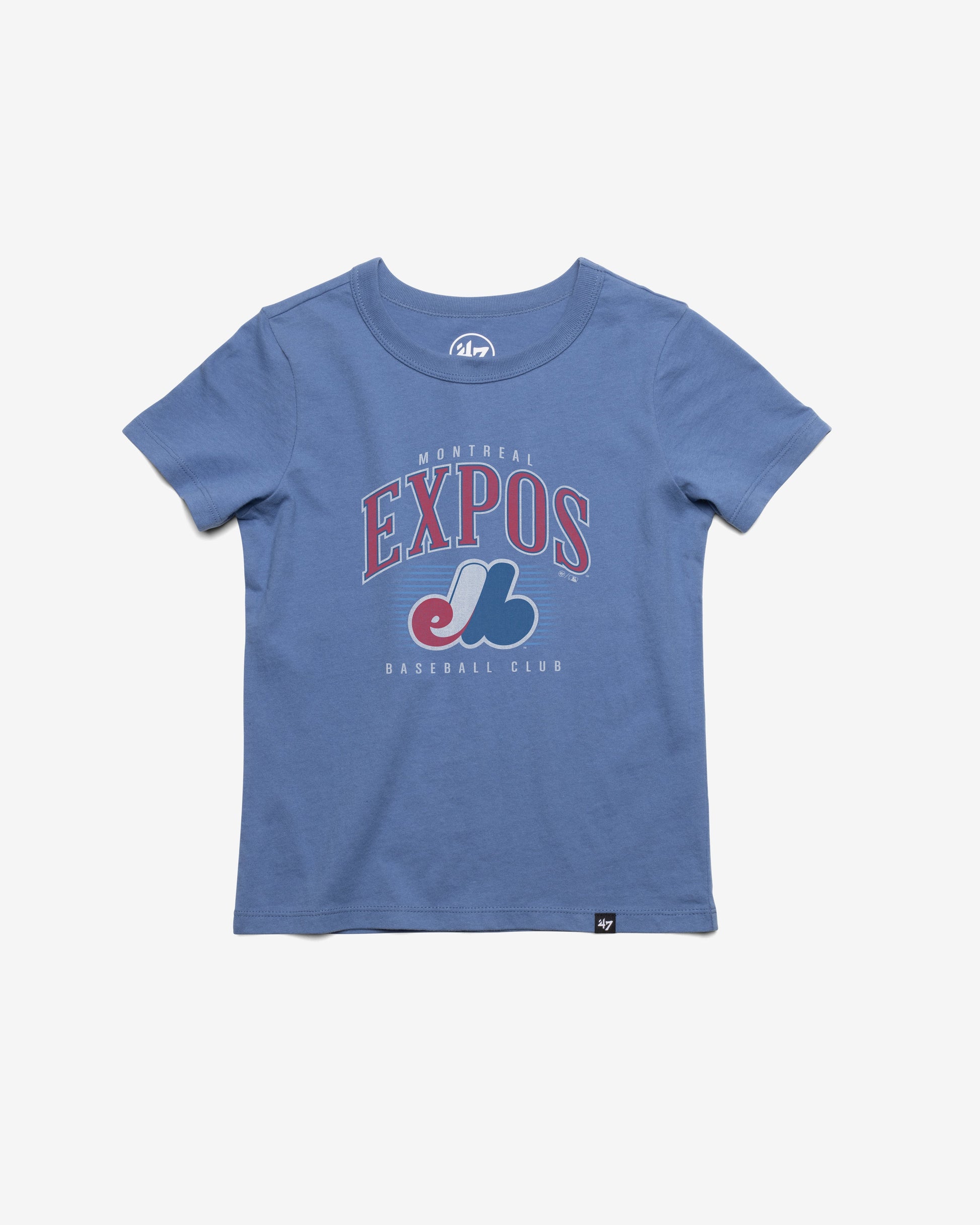 MONTREAL EXPOS COOPERSTOWN DOUBLE HEADER '47 FRANKLIN TEE KIDS CADET BLUE