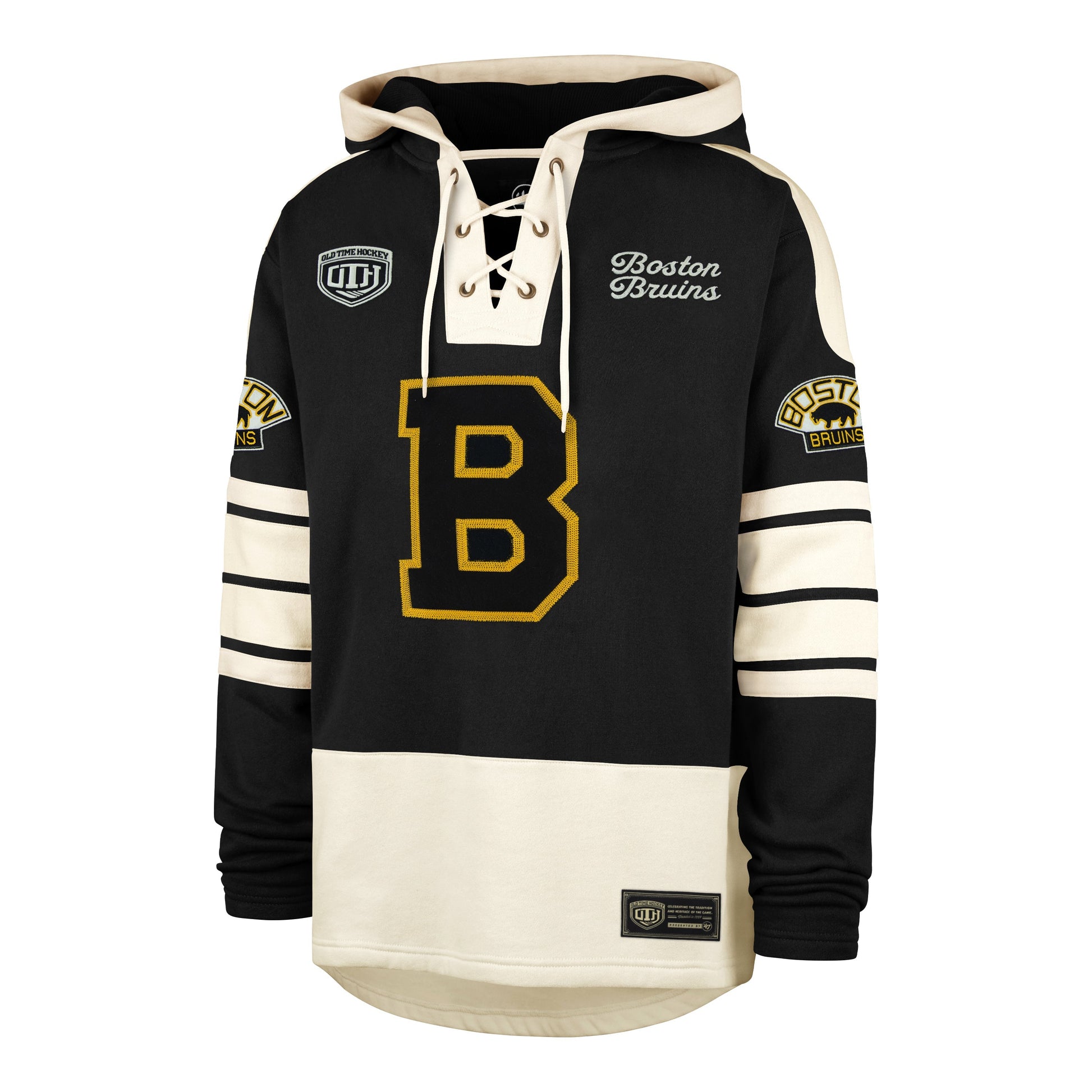 OLD TIME HOCKEY BOSTON BRUINS VINTAGE BLUE LINE HERITAGE '47 LACER JET BLACK