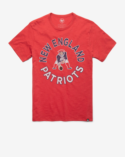 NEW ENGLAND PATRIOTS HISTORIC ROUNDED '47 SCRUM TEE RESCUE RED