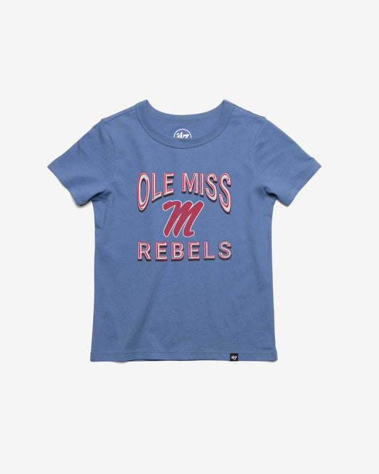MISSISSIPPI REBELS FAN OUT '47 FRANKLIN TEE KIDS CADET BLUE