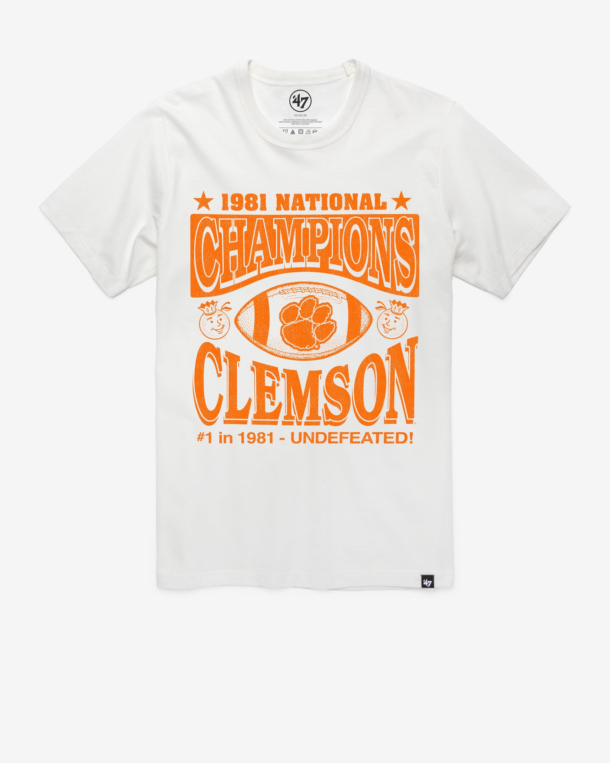 CLEMSON TIGERS MONOCHROME '47 FRANKLIN TEE WHITE WASH