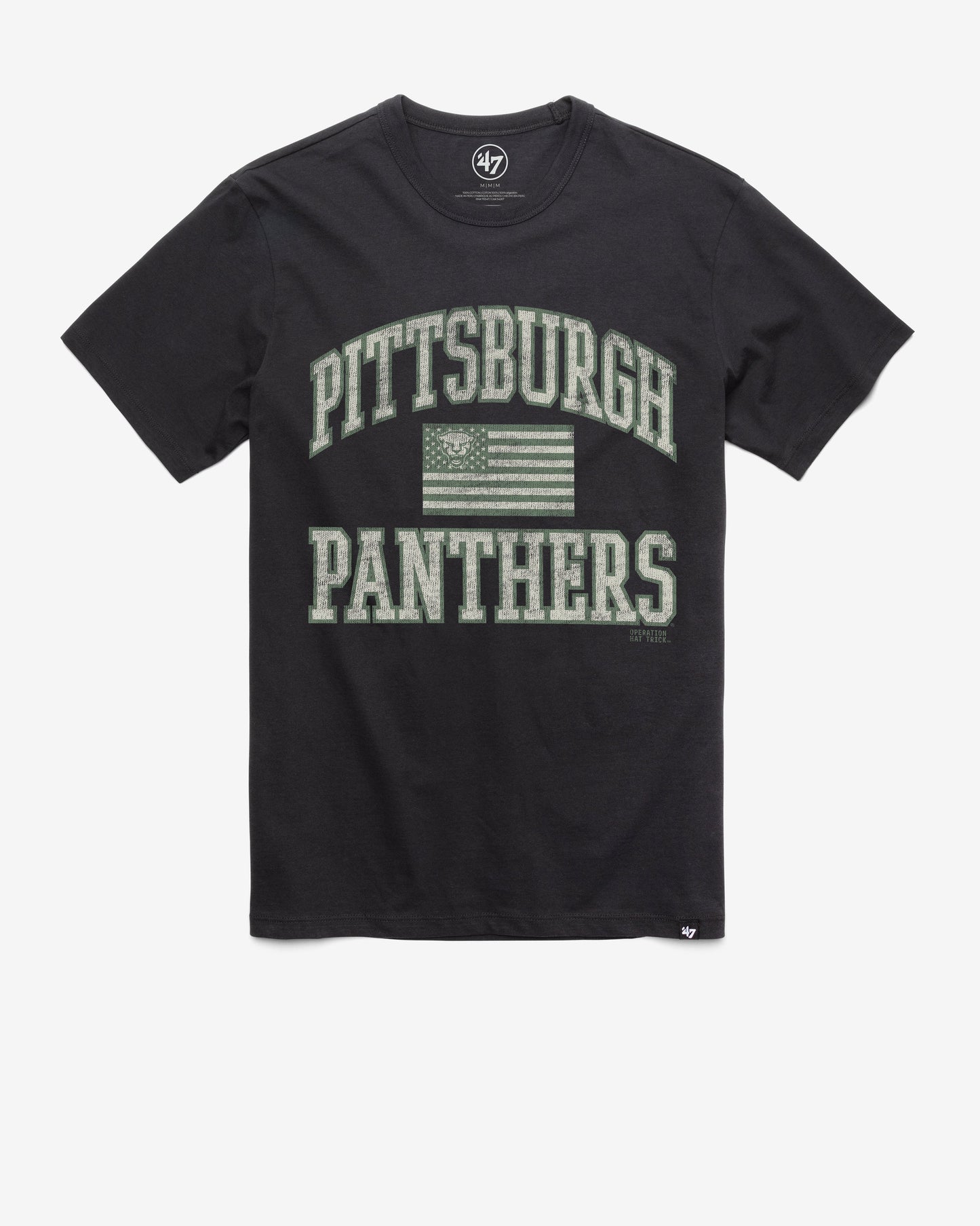 PITTSBURGH PANTHERS OPERATION HAT TRICK OHT MAJOR '47 FRANKLIN TEE FLINT BLACK