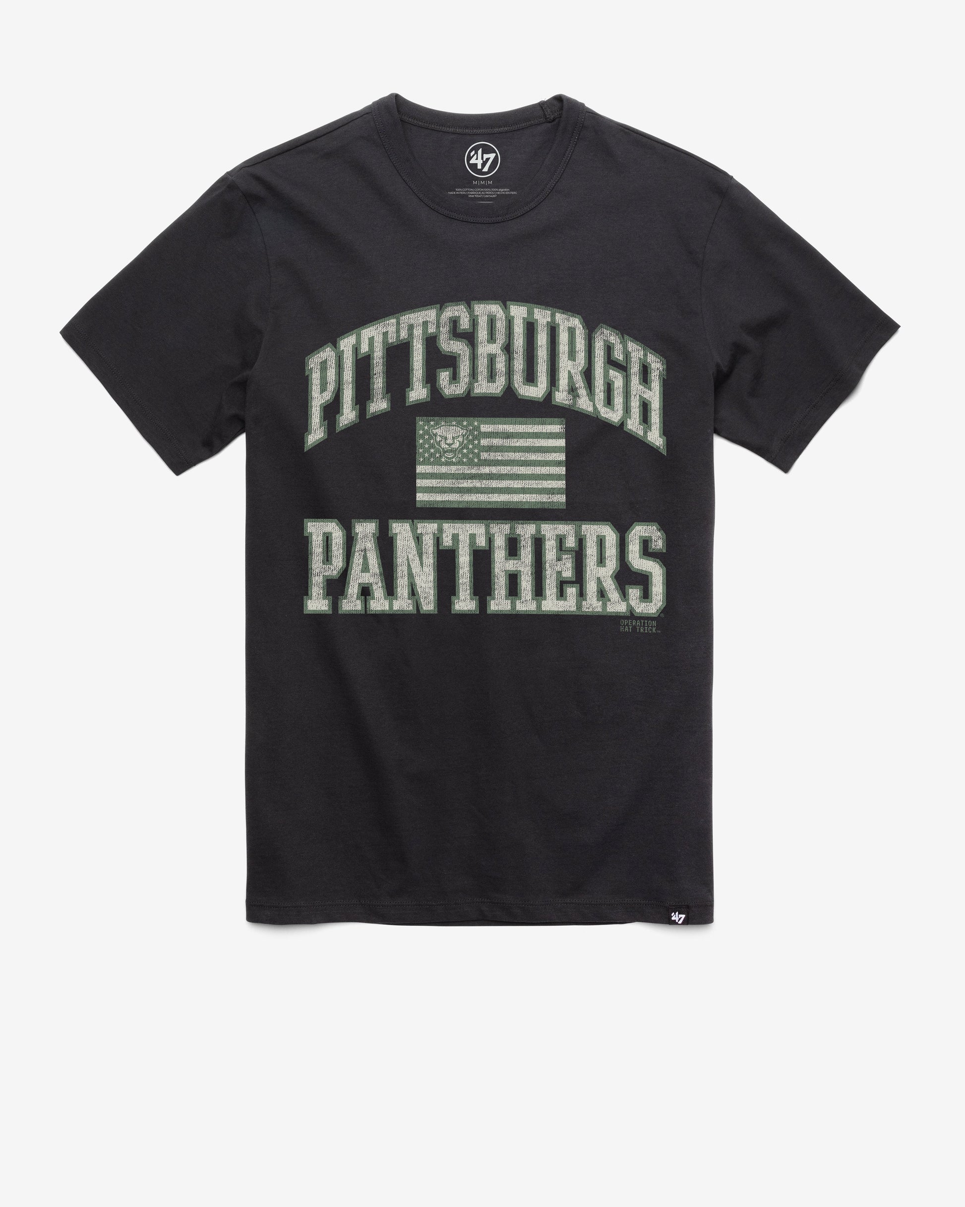 PITTSBURGH PANTHERS OPERATION HAT TRICK OHT MAJOR '47 FRANKLIN TEE FLINT BLACK