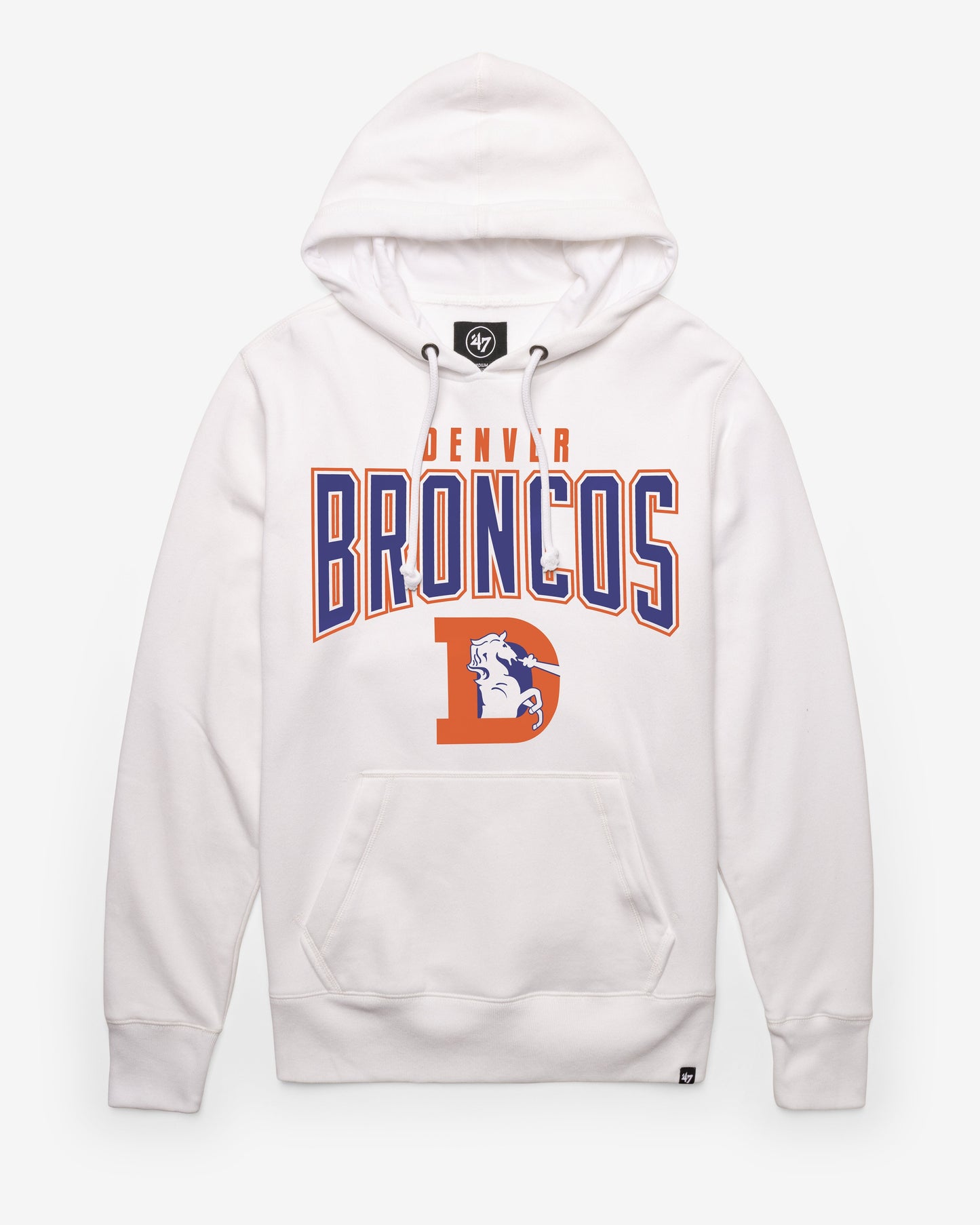 DENVER BRONCOS HISTORIC TEAM ELEMENTS ARCH '47 HEADLINE HOOD WHITE WASH