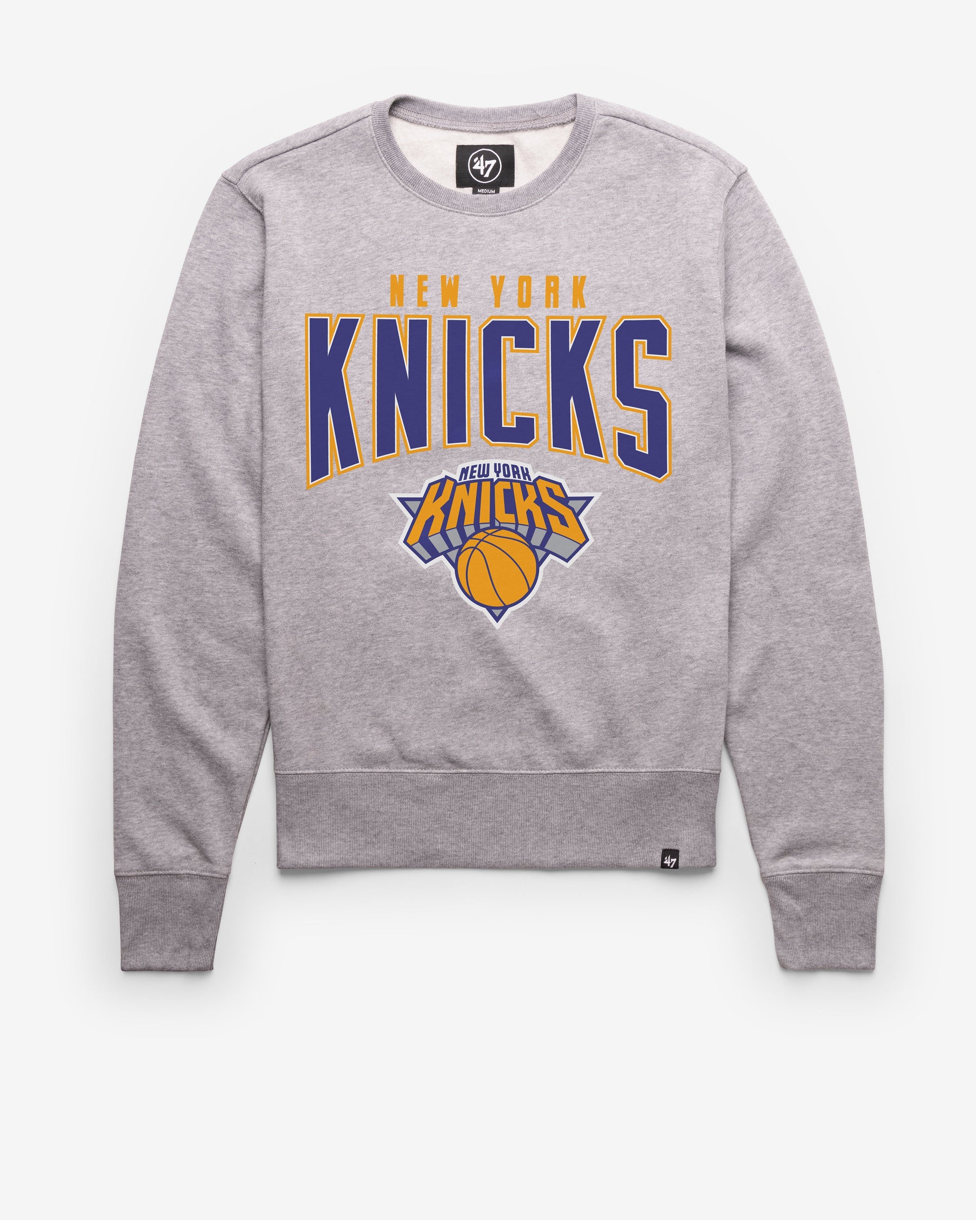 NEW YORK KNICKS TEAM ELEMENTS ARCH '47 HEADLINE CREW SLATE GREY