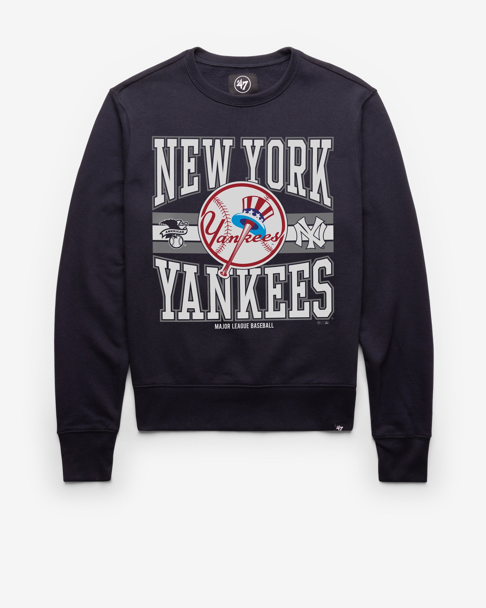 NEW YORK YANKEES COOPERSTOWN LETTERS '47 HEADLINE CREW FALL NAVY