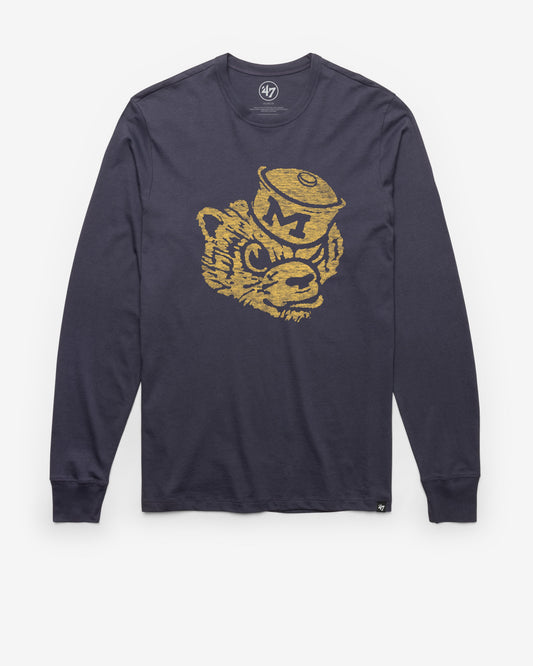 MICHIGAN WOLVERINES VINTAGE PREMIER '47 FRANKLIN LONG SLEEVE TEE ATLAS BLUE