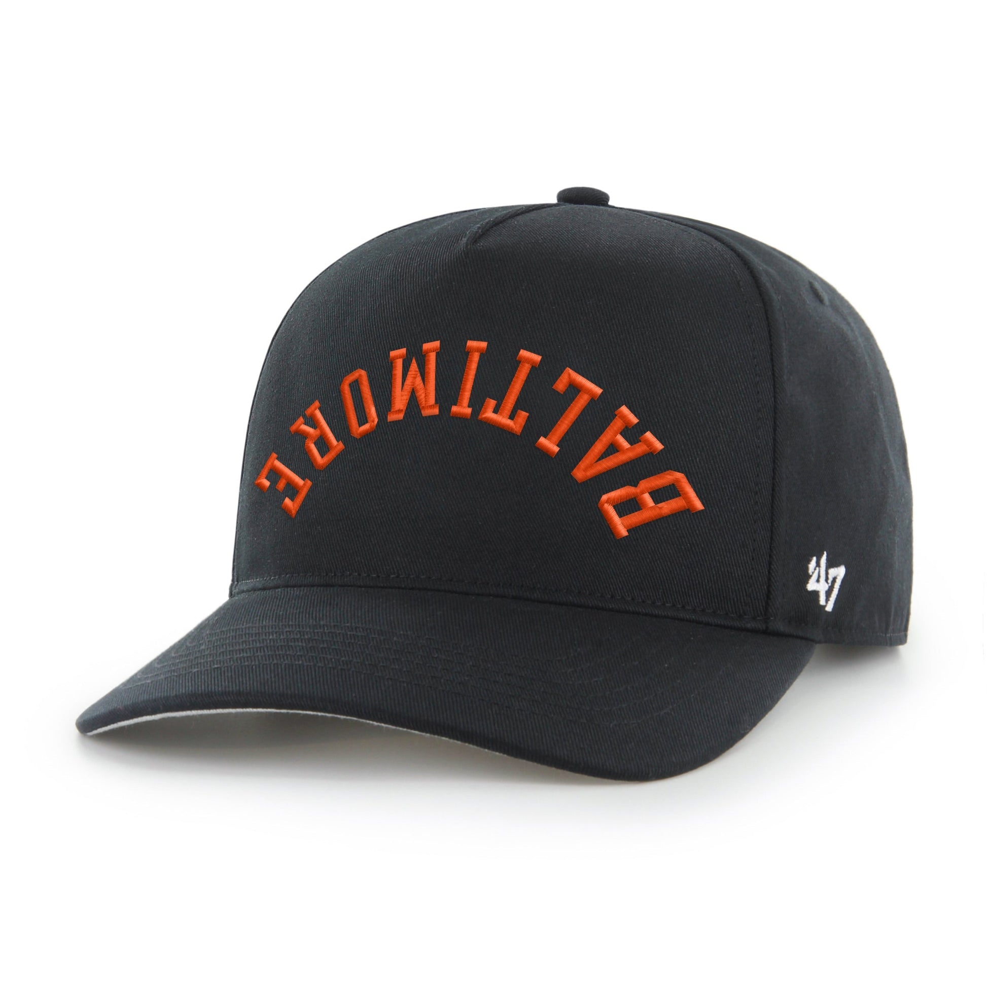 BALTIMORE ORIOLES UPSIDE DOWN '47 HITCH RF RELAXED FIT BLACK