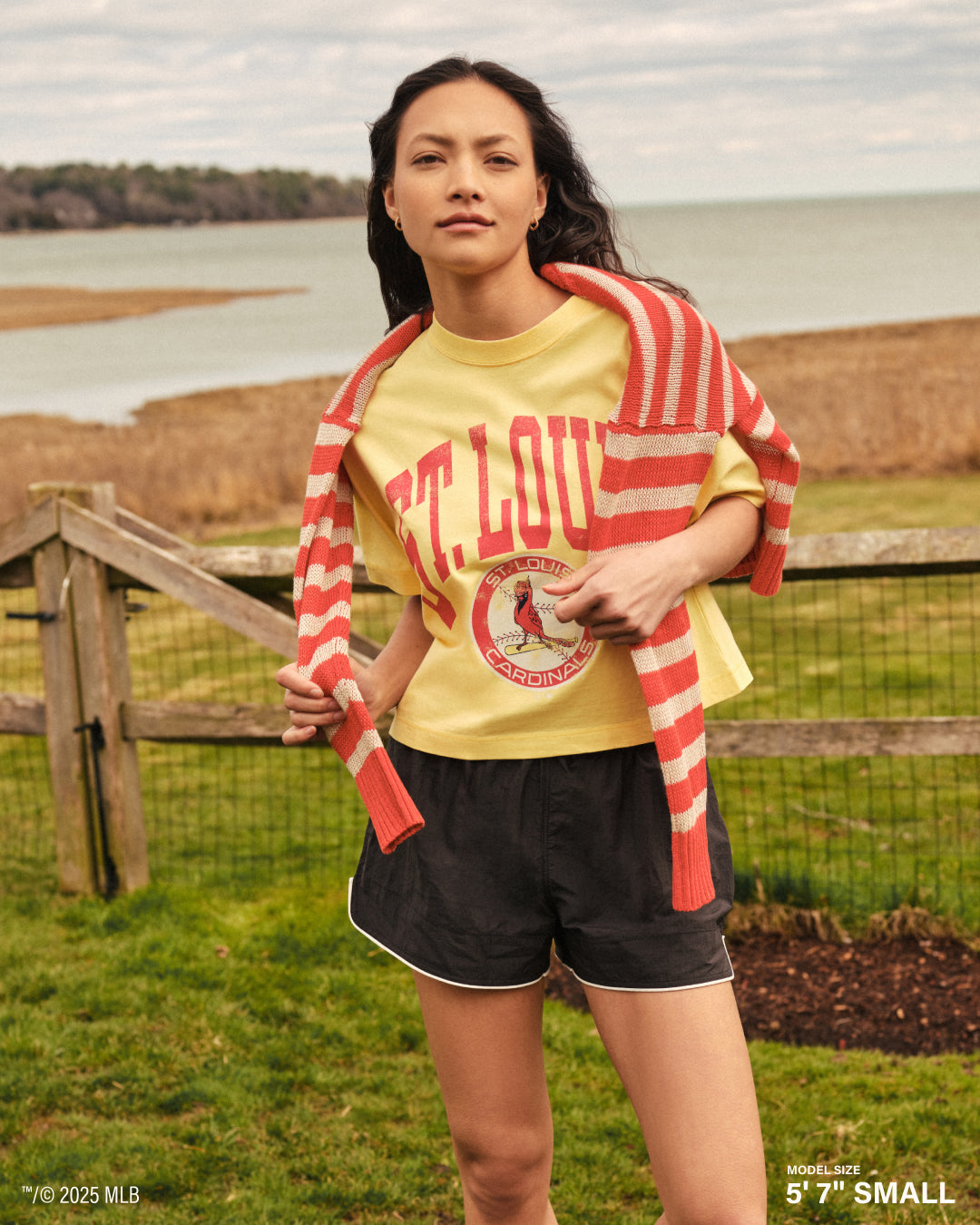 CINCINNATI REDS COOPERSTOWN SHALE '47 MONTAUK CROP TEE WOMENS DUSTED CAYENNE