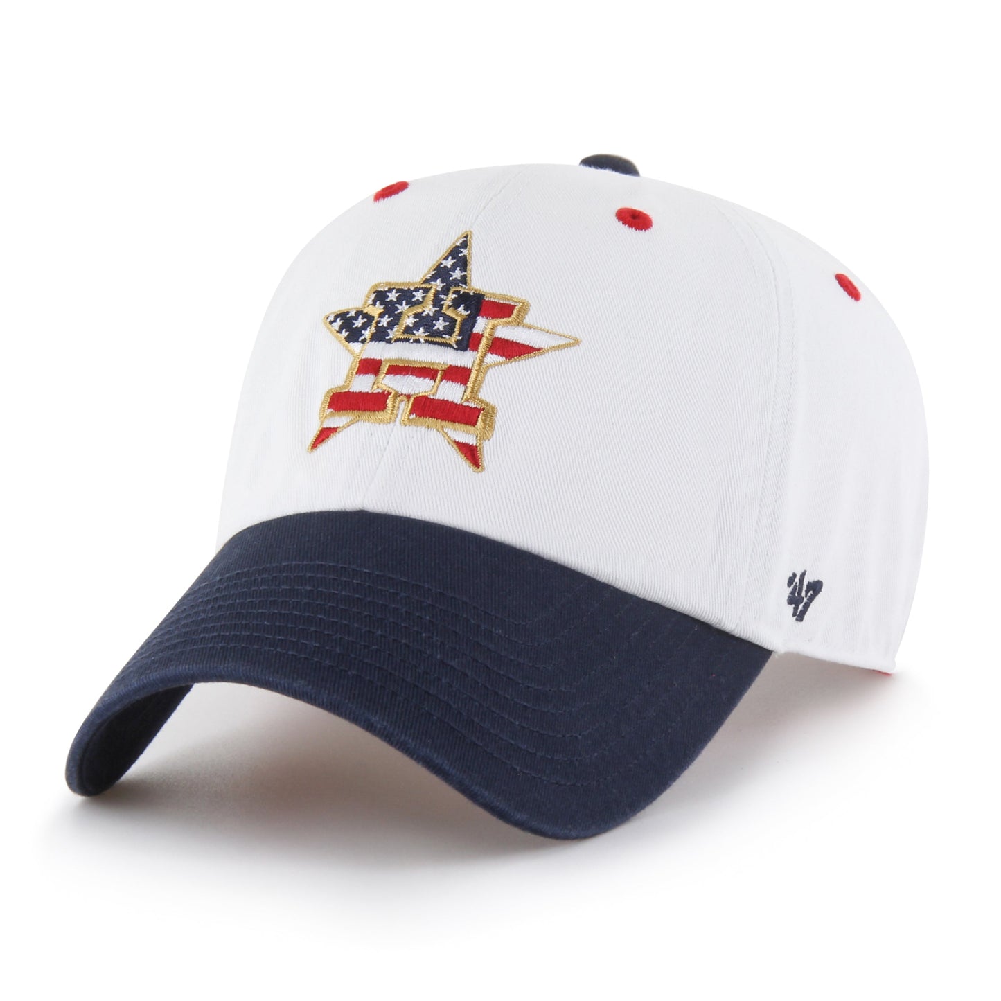 HOUSTON ASTROS PATRIOTIC FLAG FILL '47 CLEAN UP WHITE