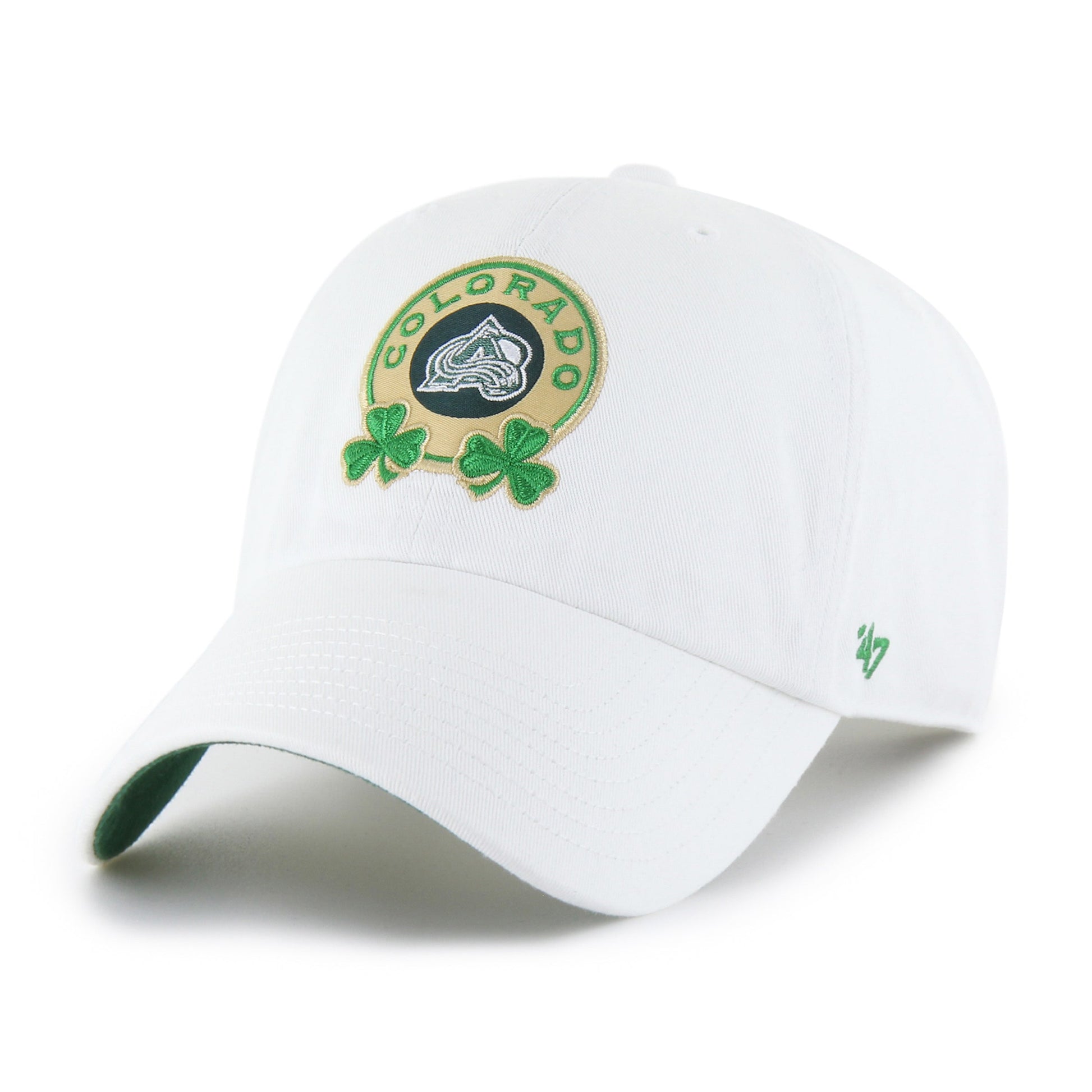 COLORADO AVALANCHE ST. PADDY'S DOUBLE SHAMROCK '47 CLEAN UP WHITE