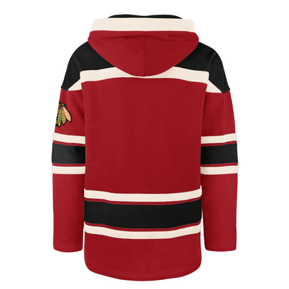 CHICAGO BLACKHAWKS CHIN STRAP SUPERIOR '47 LACER HOOD RED