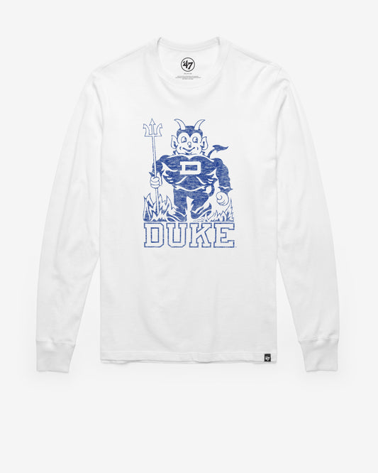 DUKE BLUE DEVILS VINTAGE PREMIER '47 FRANKLIN LONG SLEEVE TEE WHITE WASH