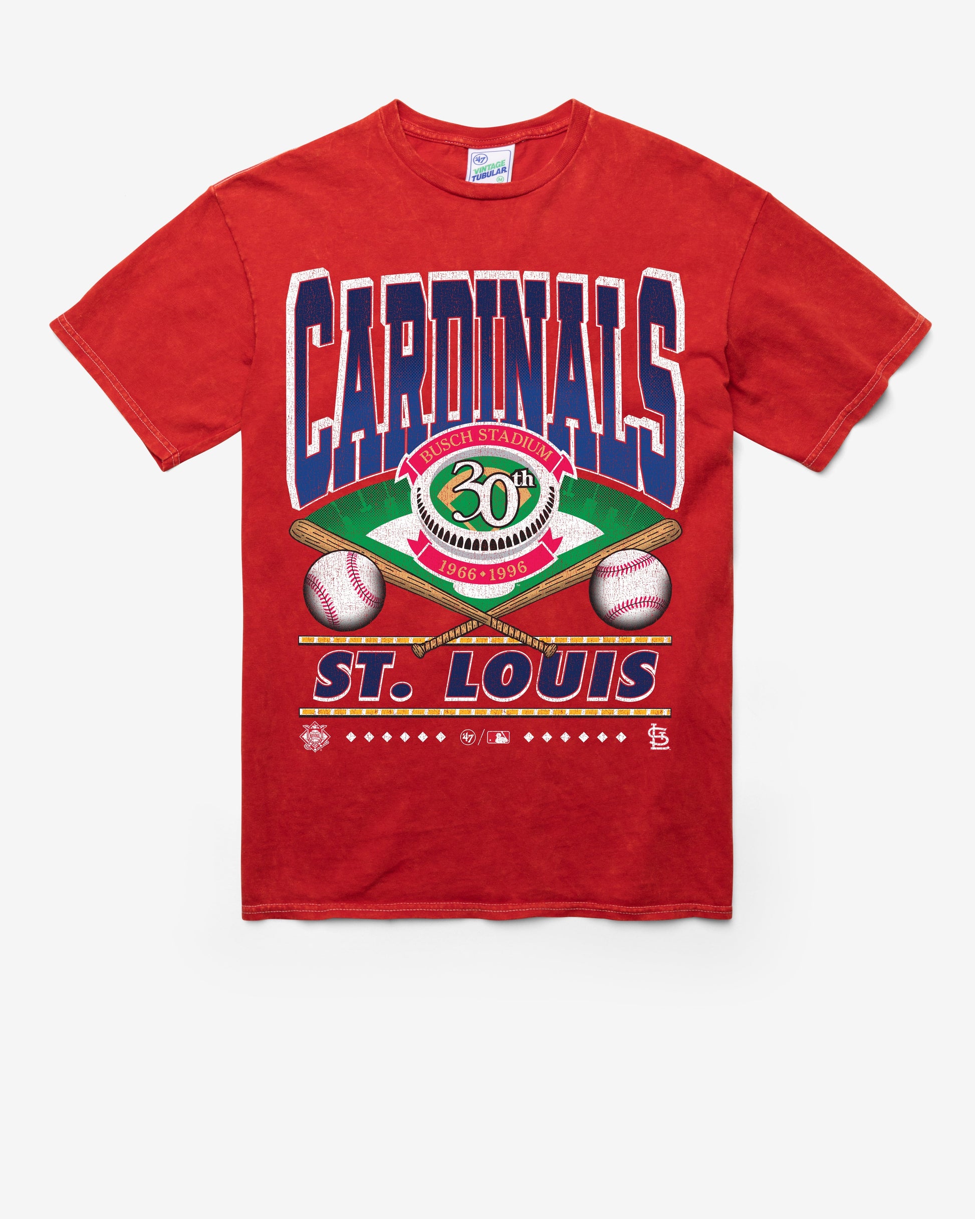 ST. LOUIS CARDINALS COOPERSTOWN STRAIGHT SHOT VINTAGE '47 TUBULAR TEE DT RED