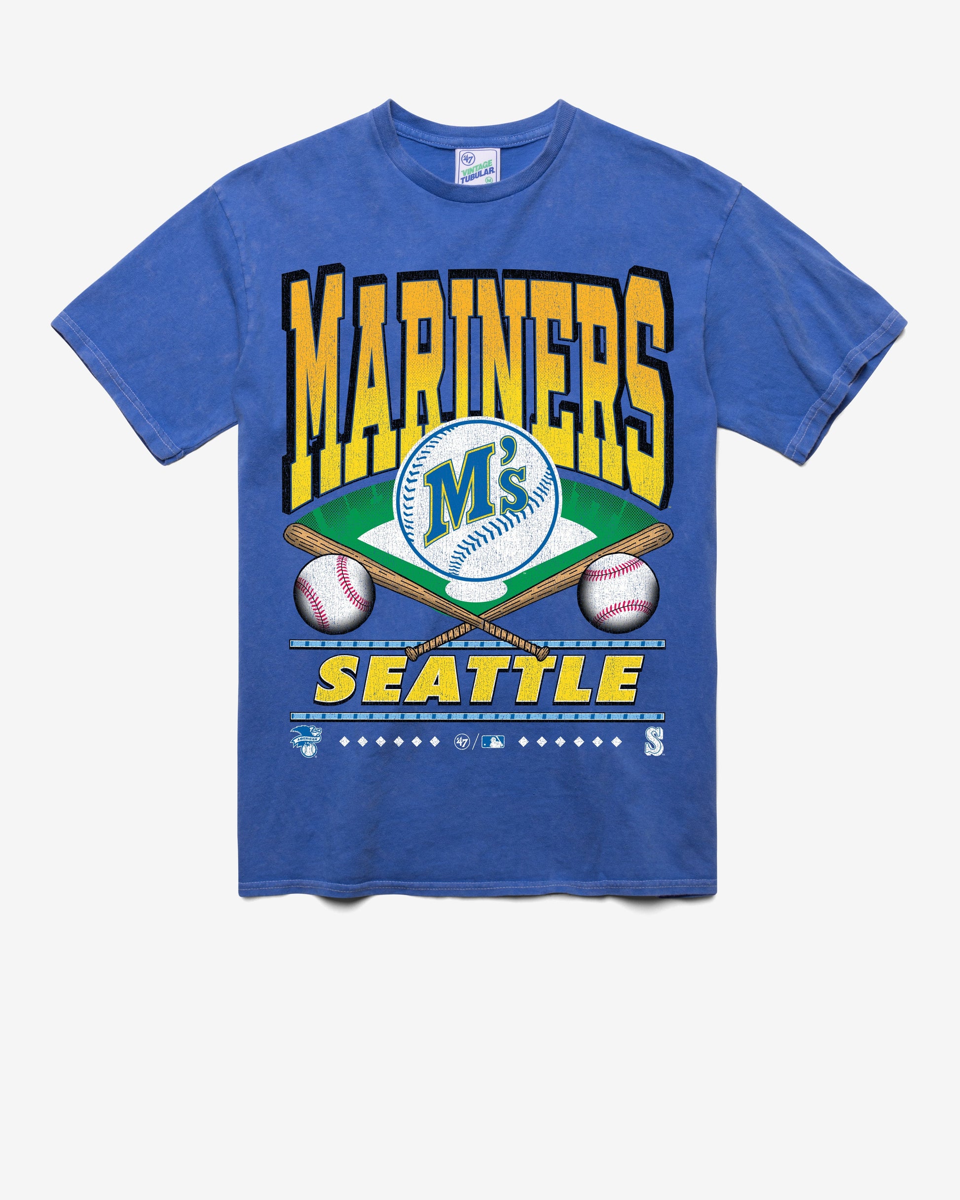 SEATTLE MARINERS COOPERSTOWN STRAIGHT SHOT VINTAGE '47 TUBULAR TEE DT CALI BLUE