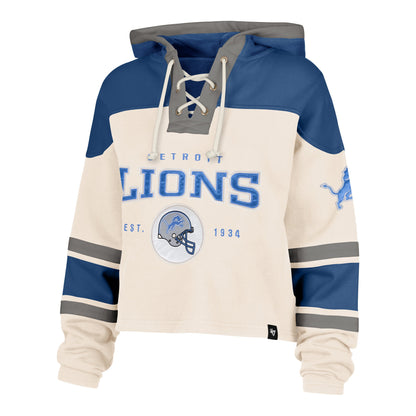 DETROIT LIONS CHOP BLOCK CROPPED '47 SUPERIOR LACER HOOD WOMENS CREAM