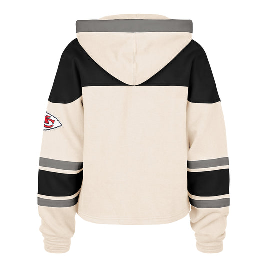 KANSAS CITY CHIEFS CHOP BLOCK CROPPED '47 SUPERIOR LACER HOOD WOMENS CREAM