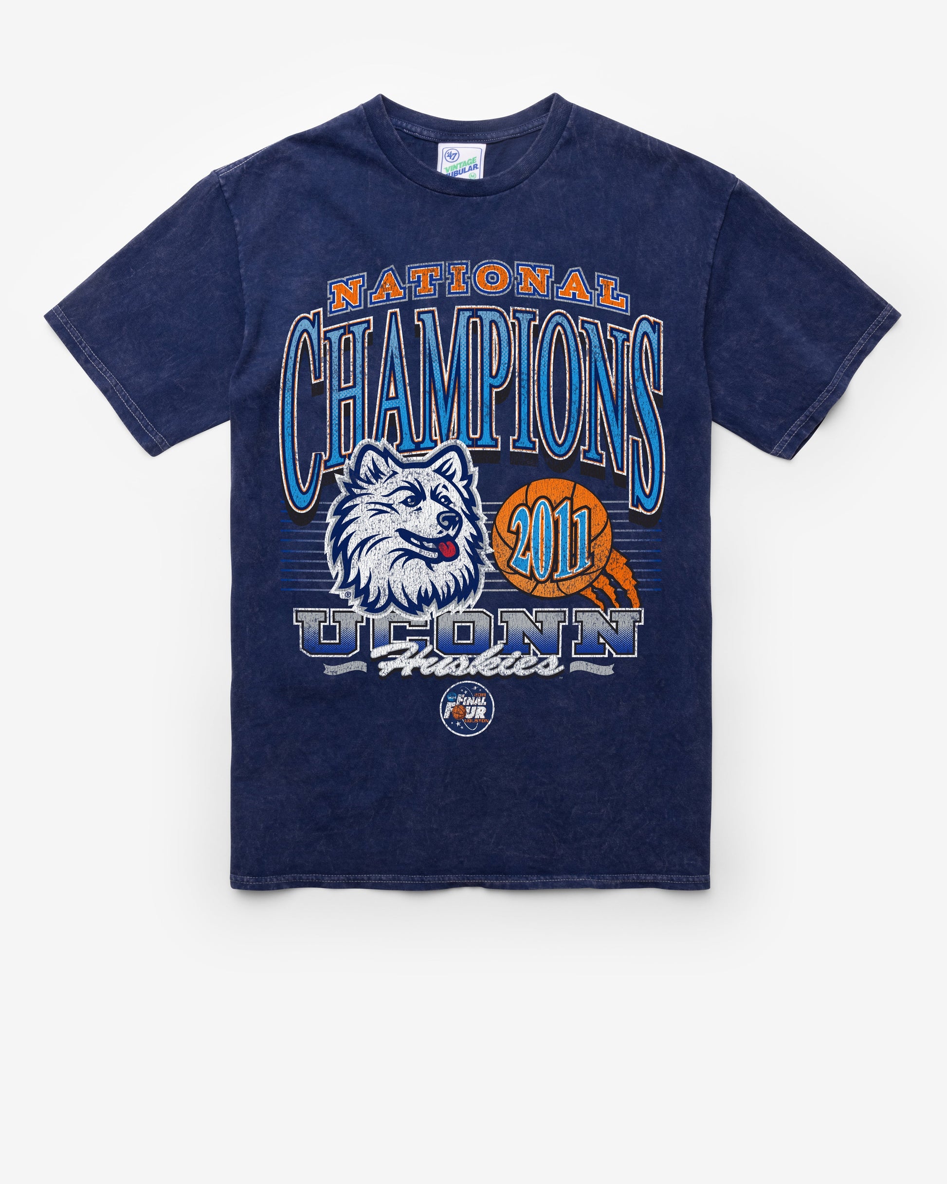 CONNECTICUT HUSKIES UCONN H-CHAMPS LOCKER VINTAGE '47 TUBULAR TEE DT NAVY