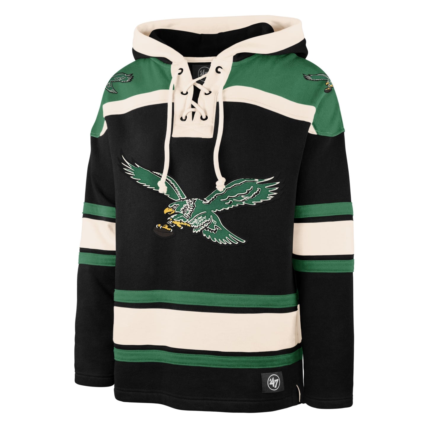 PHILADELPHIA EAGLES HISTORIC SUPERIOR '47 LACER HOOD JET BLACK
