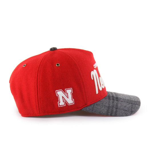 NEBRASKA CORNHUSKERS WINDOWPANE PLAID '47 HITCH RF RELAXED FIT RED