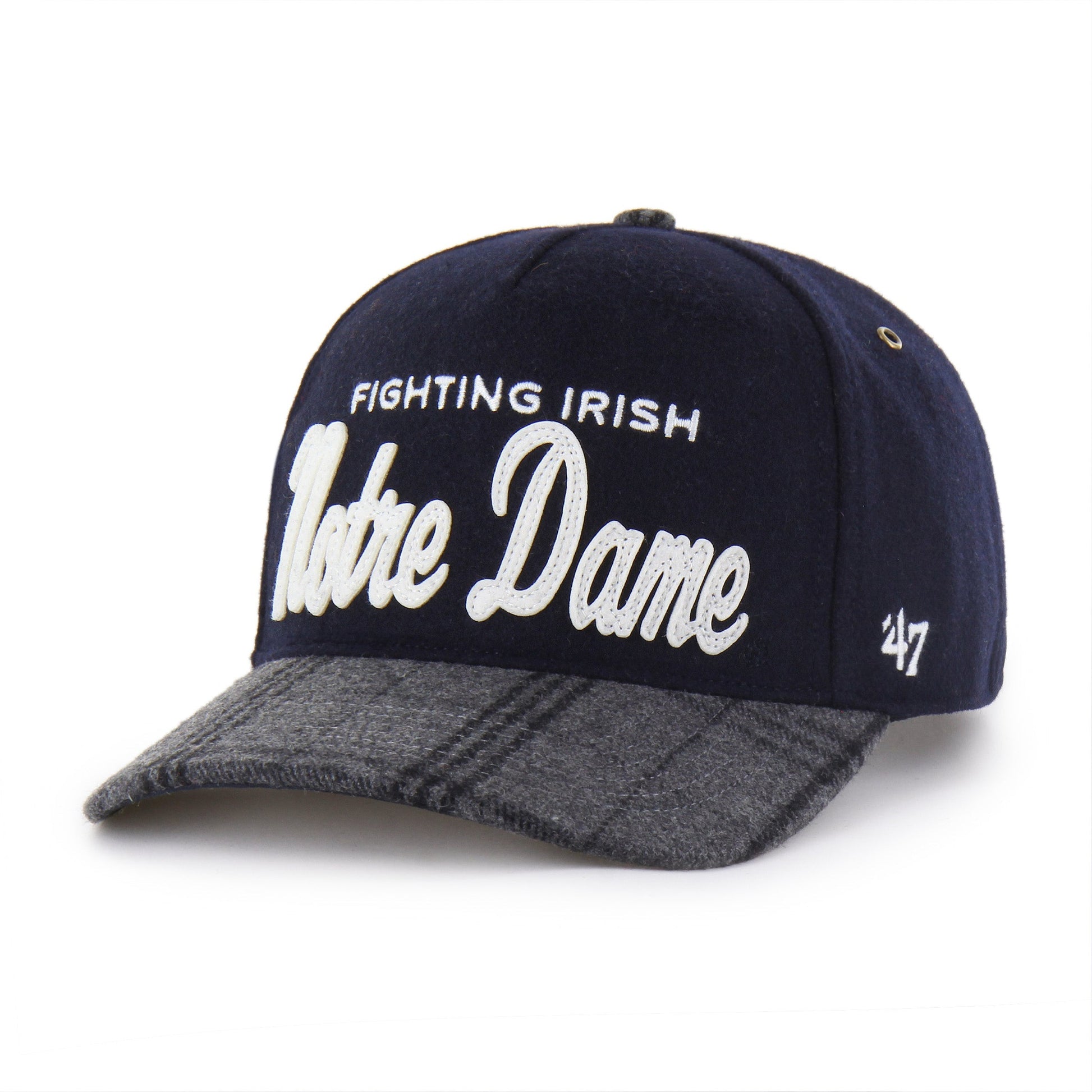 NOTRE DAME FIGHTING IRISH WINDOWPANE PLAID '47 HITCH RF RELAXED FIT NAVY