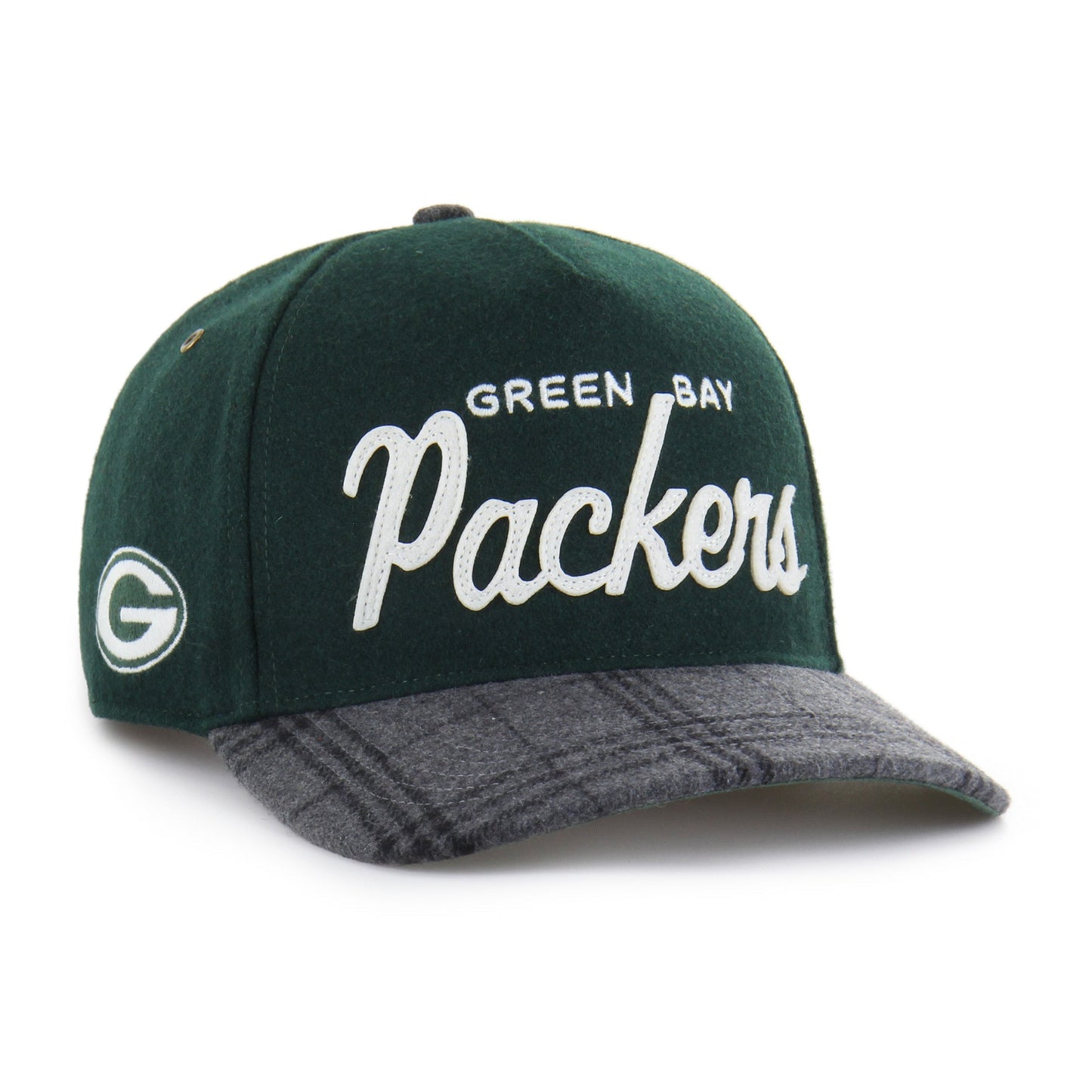 GREEN BAY PACKERS WINDOWPANE PLAID '47 HITCH RF RELAXED FIT DARK GREEN