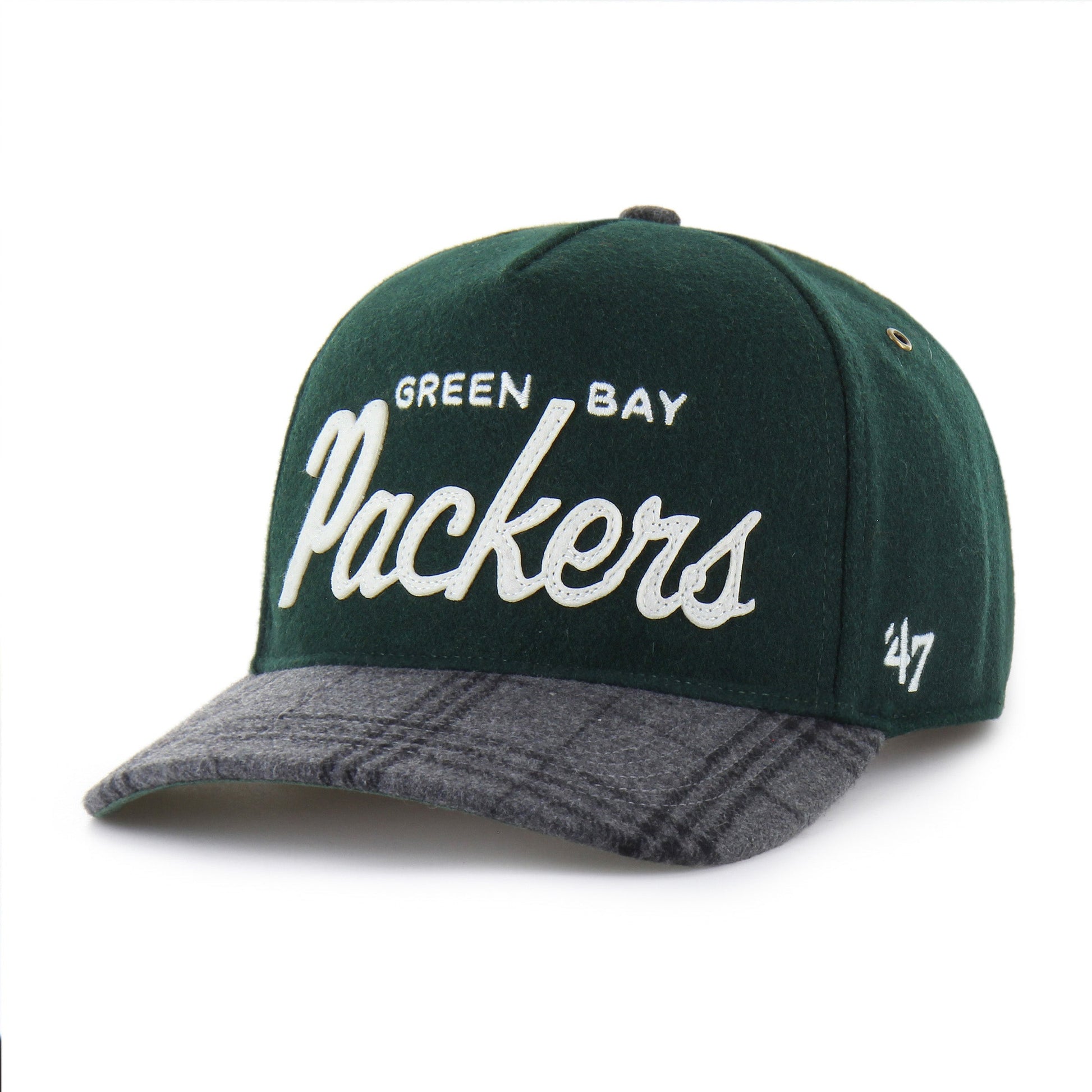 GREEN BAY PACKERS WINDOWPANE PLAID '47 HITCH RF RELAXED FIT DARK GREEN