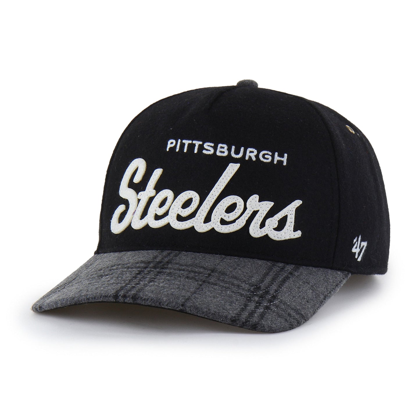 PITTSBURGH STEELERS WINDOWPANE PLAID '47 HITCH RF RELAXED FIT BLACK