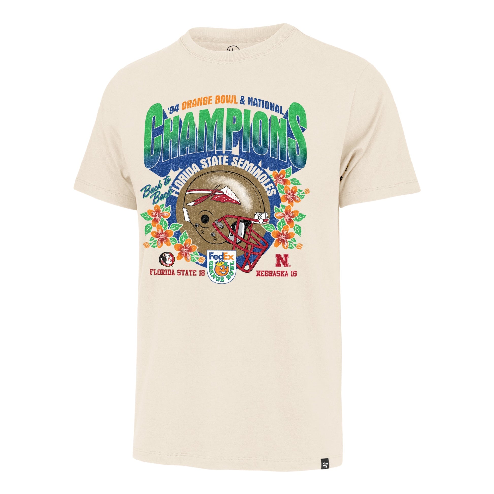 FLORIDA STATE SEMINOLES ORANGE BOWL HISTORY '47 FRANKLIN TEE CREAM