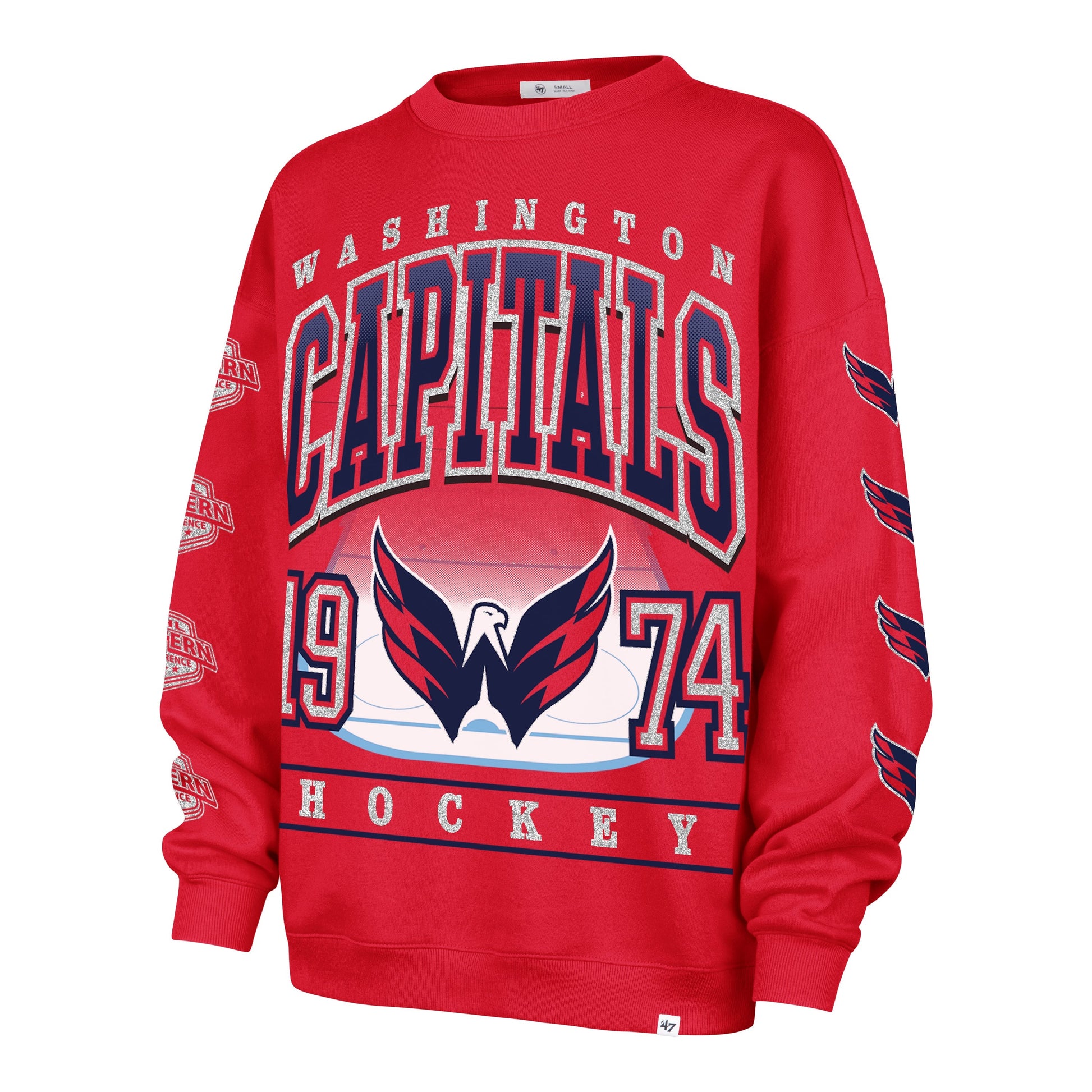 WASHINGTON CAPITALS GO BIG '47 OVERSIZED CREW WOMENS RED