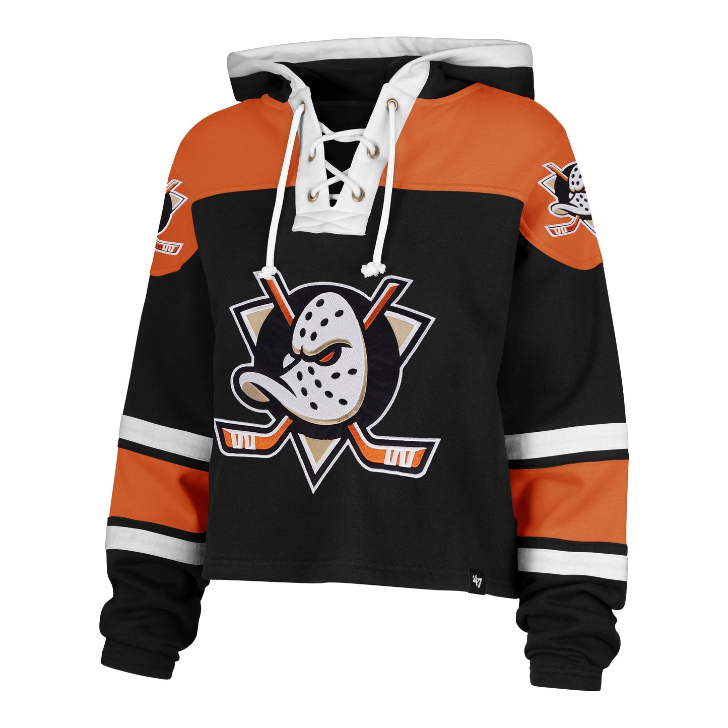 ANAHEIM DUCKS CROPPED SUPERIOR '47 LACER HOOD WOMENS JET BLACK