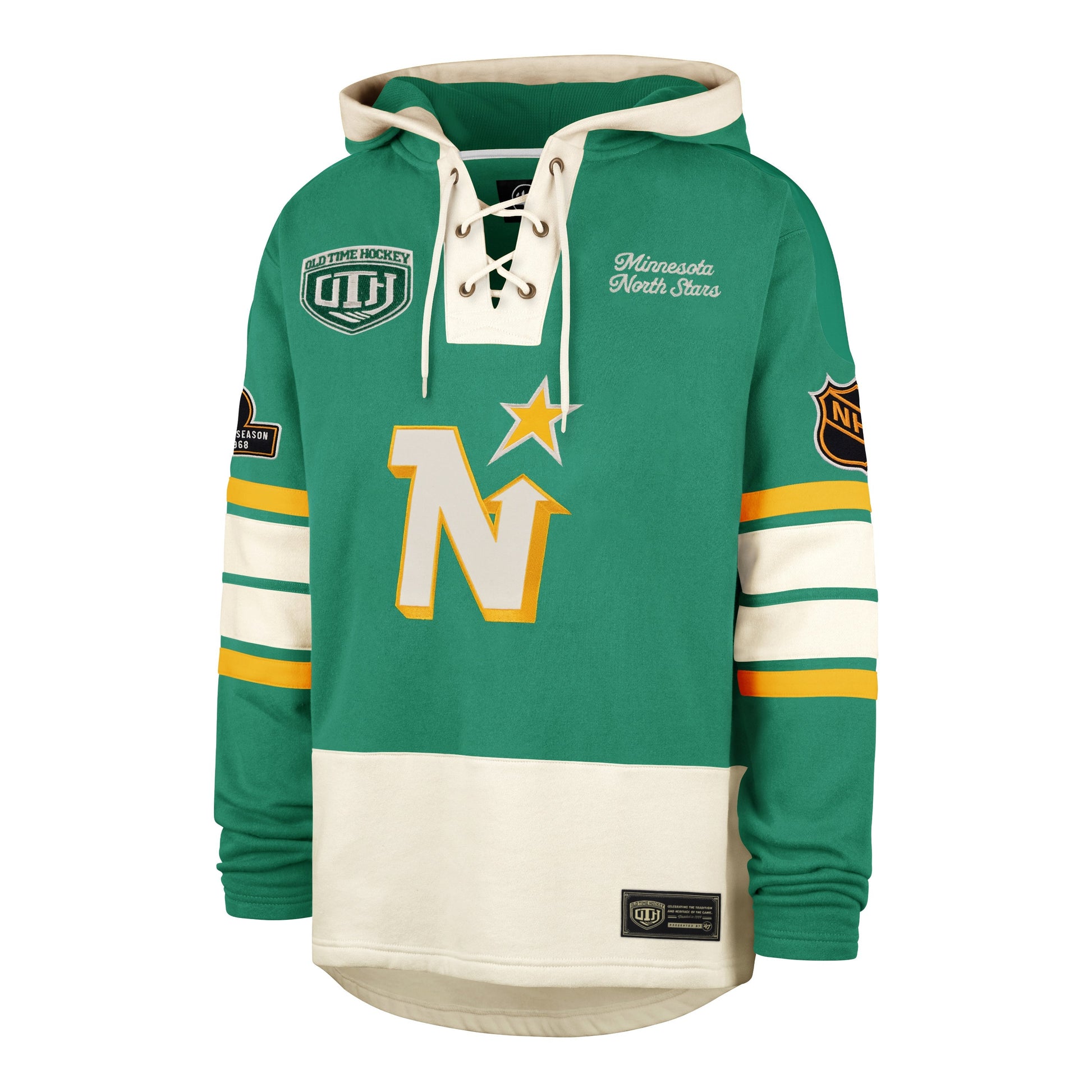 OLD TIME HOCKEY MINNESOTA NORTH STARS / DALLAS STARS VINTAGE PUCK DROP DUAL '47 HERITAGE LACER KELLY
