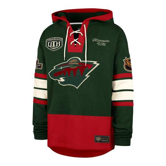 OLD TIME HOCKEY MINNESOTA WILD VINTAGE PUCK DROP DUAL '47 HERITAGE LACER DARK GREEN