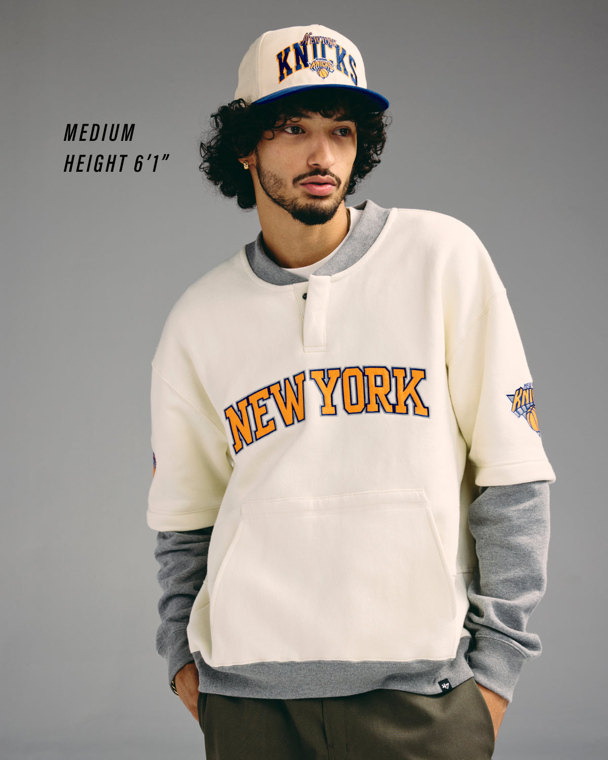 NEW YORK KNICKS TRIFECTA '47 DOUBLE LAYERED SNAP CREW CREAM