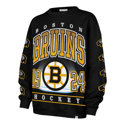 BOSTON BRUINS GO BIG '47 OVERSIZED CREW WOMENS JET BLACK