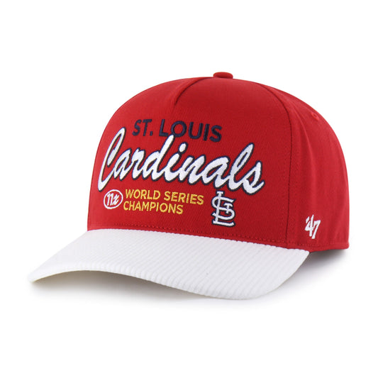 ST. LOUIS CARDINALS COOPERSTOWN WORLD SERIES MULTI TIME '47 HITCH RF RELAXED FIT RED