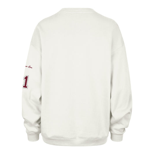 ALABAMA CRIMSON TIDE STONEY CLOVER LANE X '47 OVERSIZED GLITTER ARCH CREW WOMENS SANDSTONE