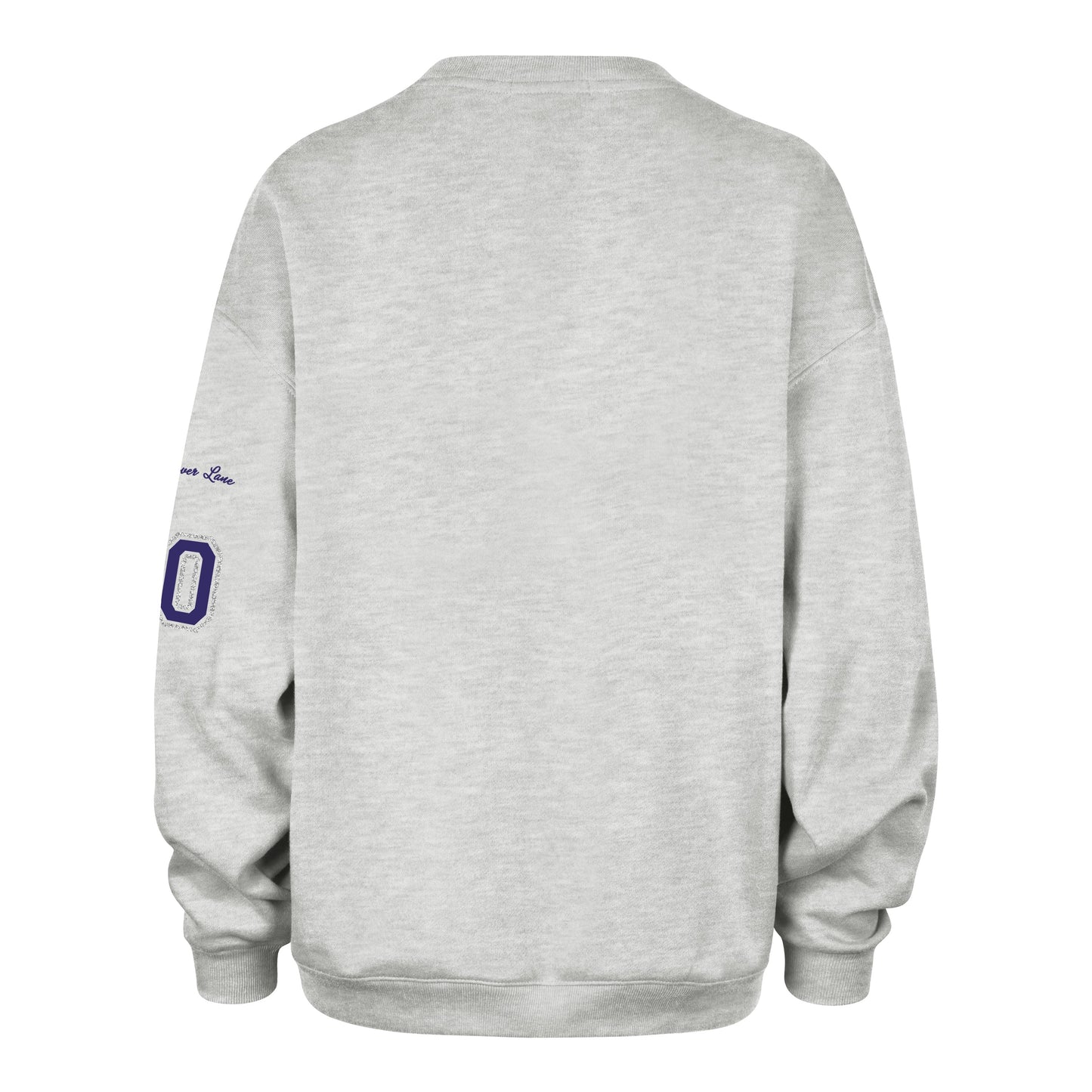 LOUISIANA STATE TIGERS LSU STONEY CLOVER LANE X '47 OVERSIZED GLITTER ARCH CREW WOMENS RELAY GREY