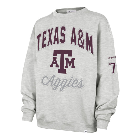 TEXAS A&M AGGIES STONEY CLOVER LANE X '47 OVERSIZED GLITTER ARCH CREW WOMENS RELAY GREY