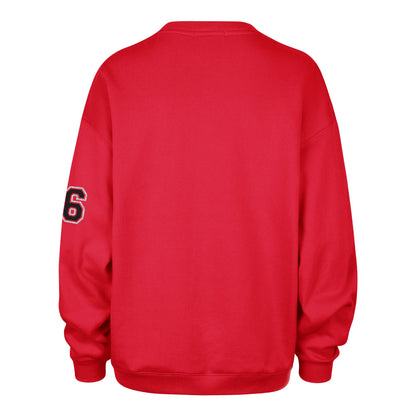 SAN FRANCISCO 49ERS STONEY CLOVER LANE X '47 OVERSIZED GLITTER ARCH CREW WOMENS RED