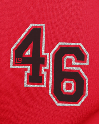 SAN FRANCISCO 49ERS STONEY CLOVER LANE X '47 OVERSIZED GLITTER ARCH CREW WOMENS RED
